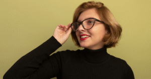 Glasses with bob haircut