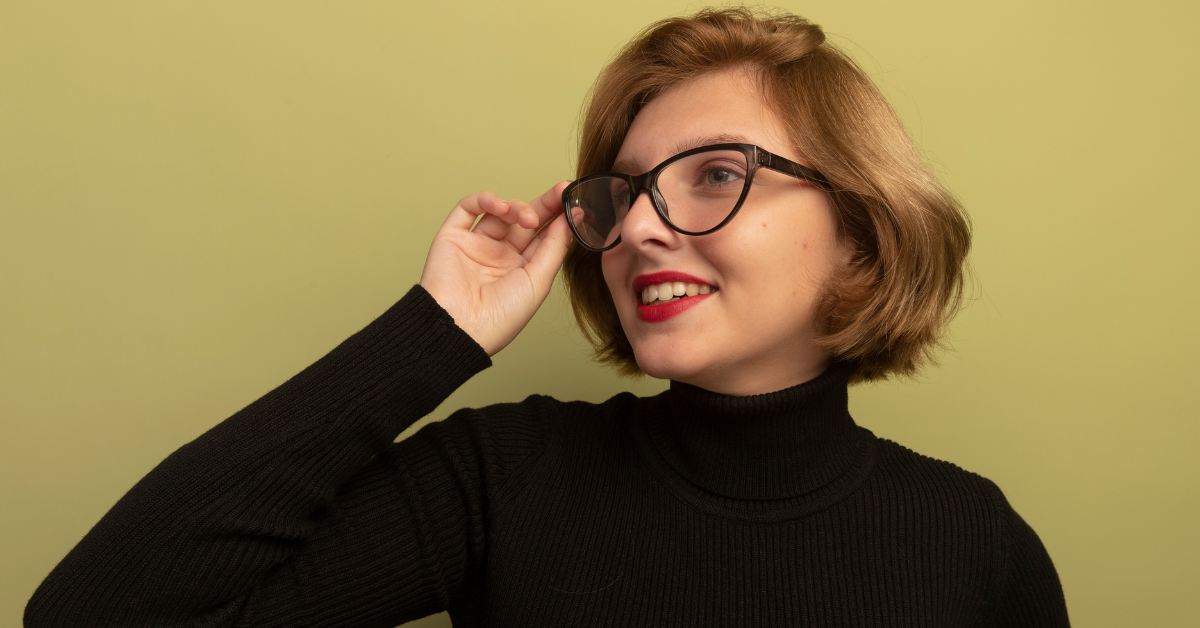 Glasses with bob haircut